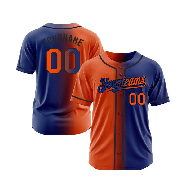 Custom Royal Orange-Black Gradient Fashion Classic Style Authentic Sports Baseball Jersey