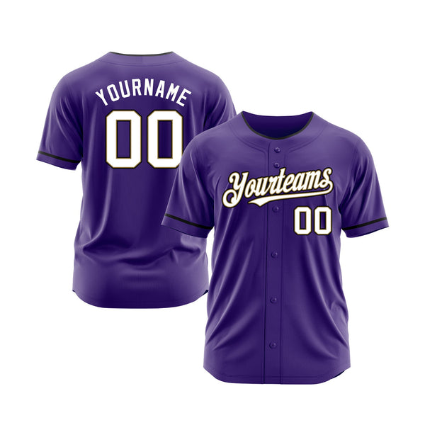 Custom Purple White-Old Gold Classic Style Authentic Sports Baseball Jersey