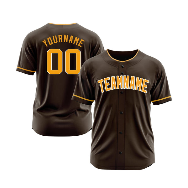 Custom Brown Gold-White Classic Style Authentic Sports Baseball Jersey