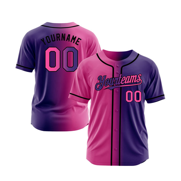Custom Purple Pink-Black Gradient Fashion Classic Style Authentic Sports Baseball Jersey