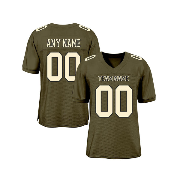 Custom Olive Cream-Black Mesh Salute To Service Classic Style Authentic Sports Football Jersey