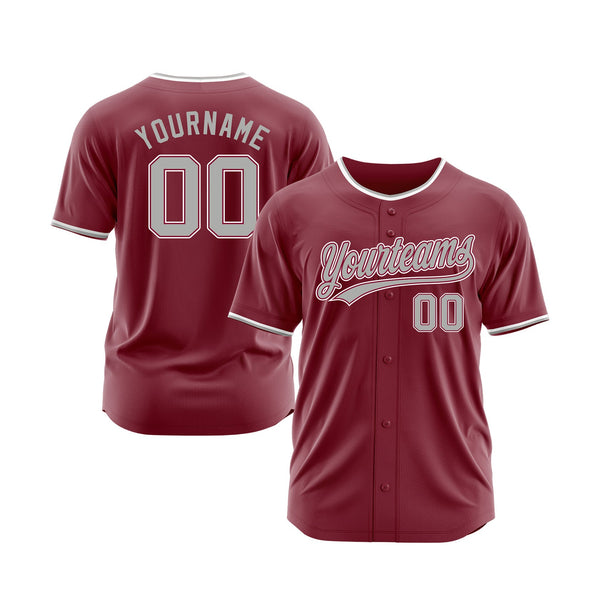Custom Crimson Gray-White Classic Style Authentic Sports Baseball Jersey