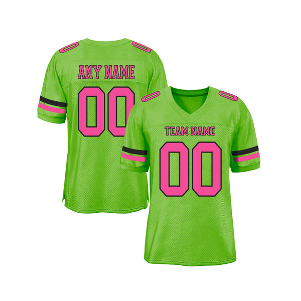 Custom Neon Green Pink-Black Mesh Classic Style Authentic Sports Football Jersey