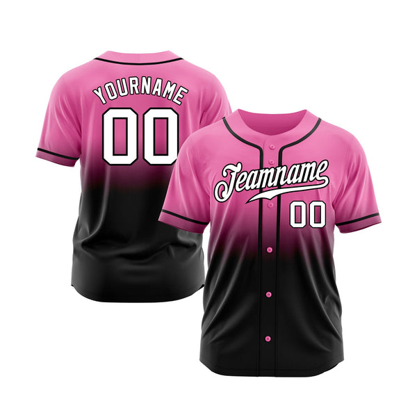 Custom Pink White-Black Fade Fashion Classic Style Authentic Sports Baseball Jersey