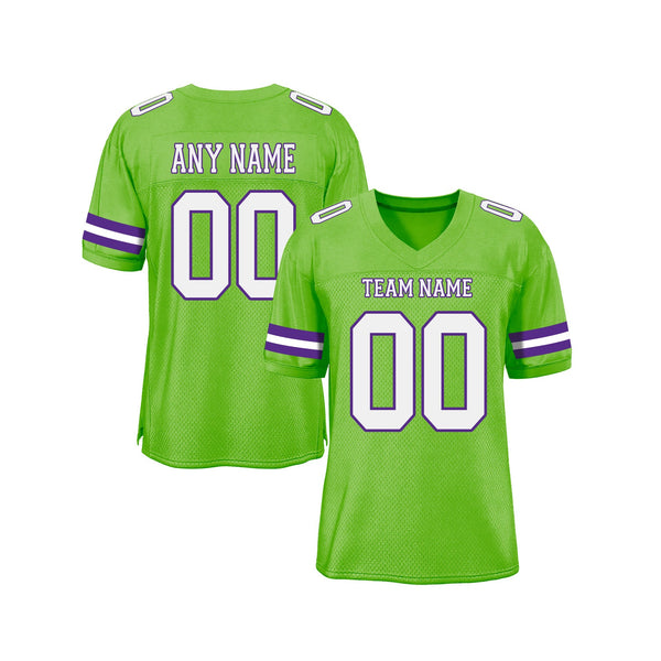 Custom Neon Green White-Purple Mesh Classic Style Authentic Sports Football Jersey