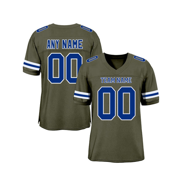 Custom Olive Royal-White Mesh Salute To Service Classic Style Authentic Sports Football Jersey