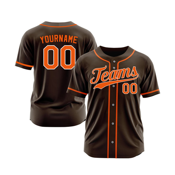 Custom Brown Orange-White Classic Style Authentic Sports Baseball Jersey