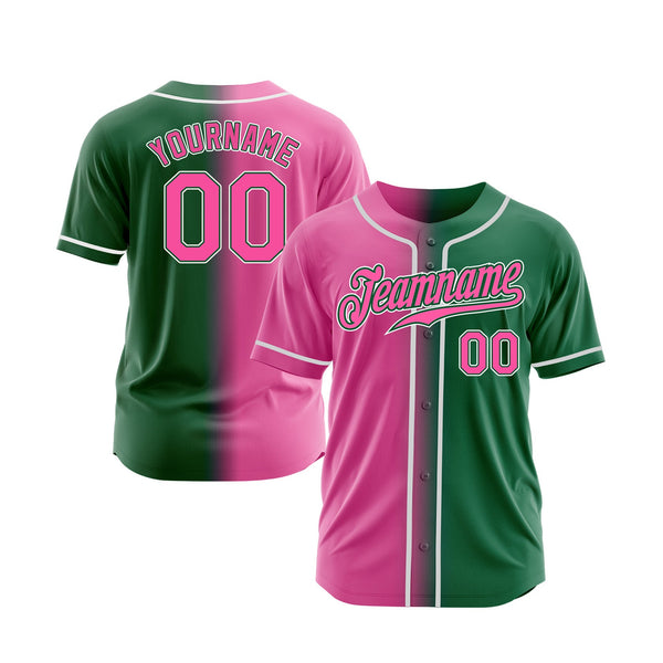 Custom Kelly Green Pink-White Gradient Fashion Classic Style Authentic Sports Baseball Jersey