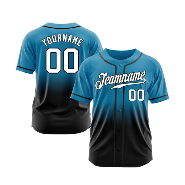 Custom Panther Blue White-Black Fade Fashion Classic Style Authentic Sports Baseball Jersey