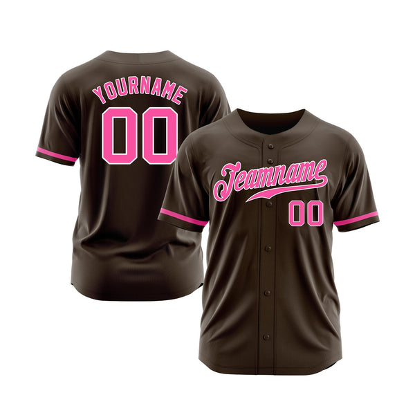 Custom Brown Pink-White Classic Style Authentic Sports Baseball Jersey