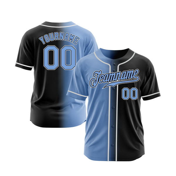 Custom Black Light Blue-White Gradient Fashion Classic Style Authentic Sports Baseball Jersey