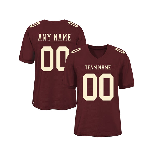 Custom Burgundy Cream Mesh Classic Style Authentic Sports Football Jersey