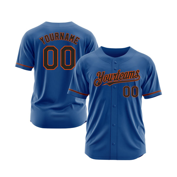 Custom Blue Black-Orange Classic Style Authentic Sports Baseball Jersey