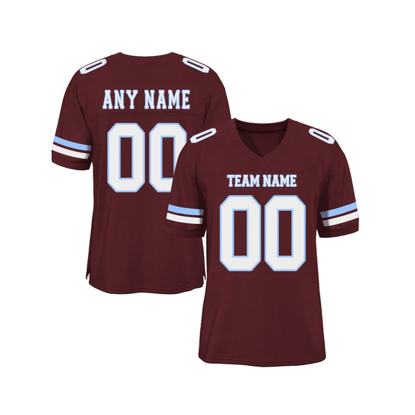 Custom Burgundy White-Light Blue Mesh Classic Style Authentic Sports Football Jersey