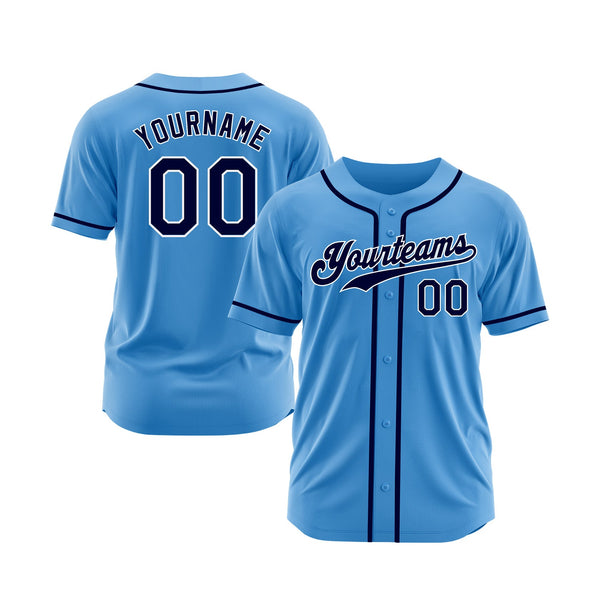 Custom Powder Blue Navy-White Classic Style Authentic Sports Baseball Jersey