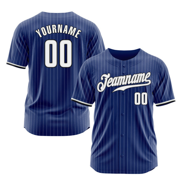 Custom Royal White Pinstripe White-Black Classic Style Authentic Sports Baseball Jersey