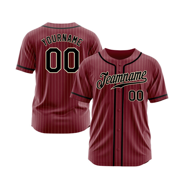 Custom Crimson Cream Pinstripe Black Classic Style Authentic Sports Baseball Jersey