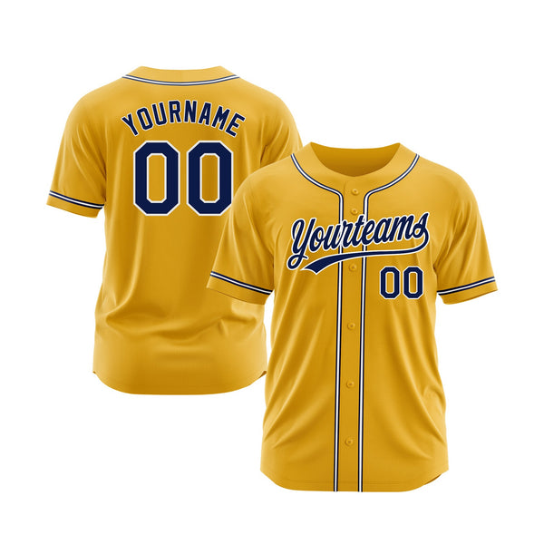 Custom Gold Navy-White Classic Style Authentic Sports Baseball Jersey