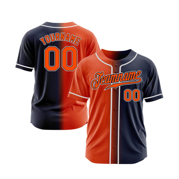 Custom Navy Orange-White Gradient Fashion Classic Style Authentic Sports Baseball Jersey