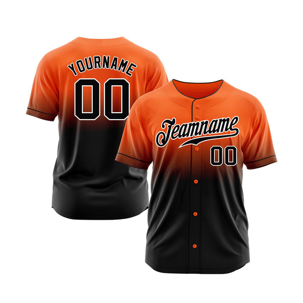 Custom Orange Black-White Fade Fashion Classic Style Authentic Sports Baseball Jersey