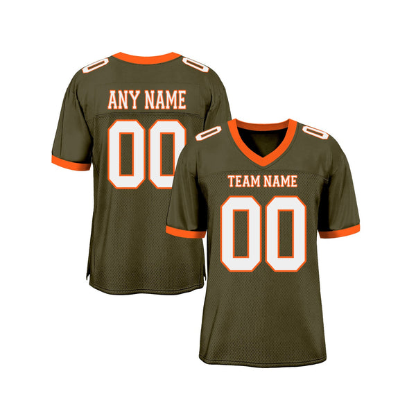 Custom Olive White-Orange Mesh Salute To Service Classic Style Authentic Sports Football Jersey