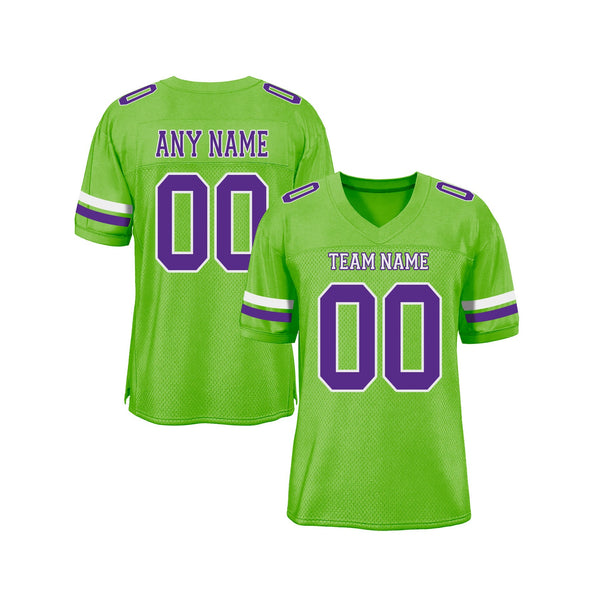 Custom Neon Green Purple-White Mesh Classic Style Authentic Sports Football Jersey