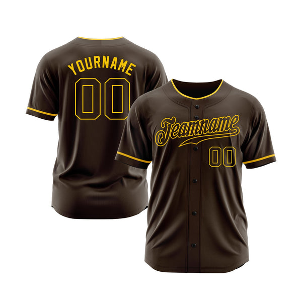 Custom Brown Gold-White Classic Style Authentic Sports Baseball Jersey