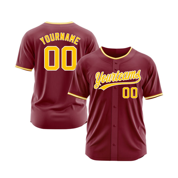 Custom Crimson Gold-White Classic Style Authentic Sports Baseball Jersey