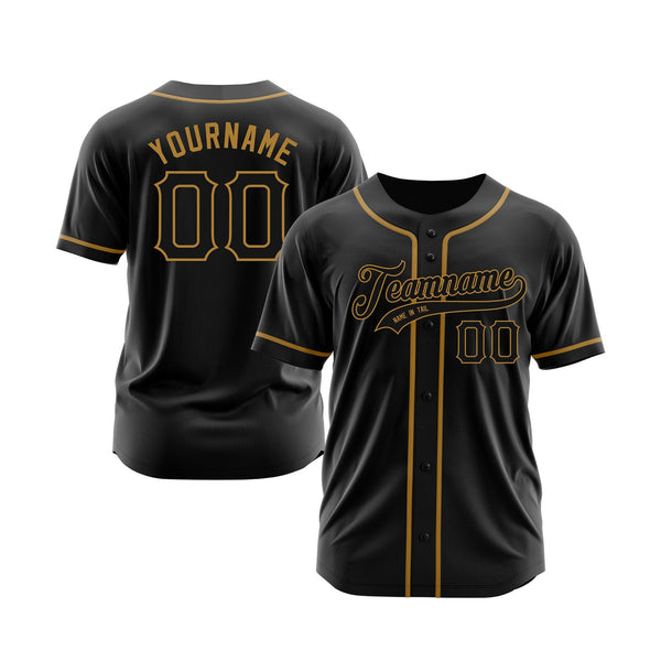 Custom Black Black-Old Gold Classic Style Authentic Sports Baseball Jersey