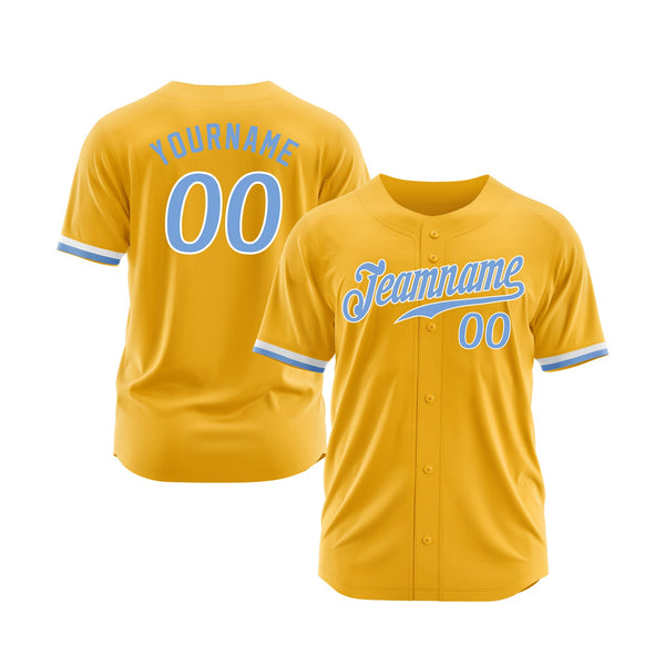 Custom Gold Light Blue-White Classic Style Authentic Sports Baseball Jersey