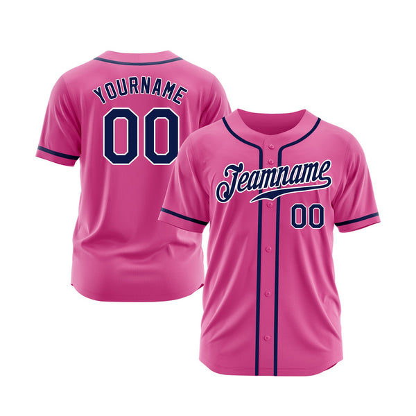 Custom Pink Navy-White Classic Style Authentic Sports Baseball Jersey