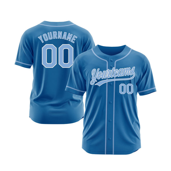 Custom Blue Light Blue-White Classic Style Authentic Sports Baseball Jersey
