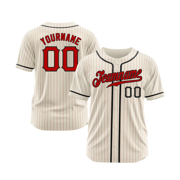 Custom Cream Red Pinstripe Red-Black Classic Style Authentic Sports Baseball Jersey