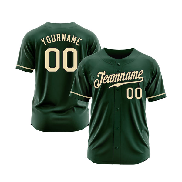 Custom Green Cream-Black Classic Style Authentic Sports Baseball Jersey