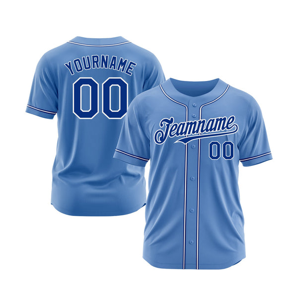 Custom Powder Blue Royal-White Classic Style Authentic Sports Baseball Jersey