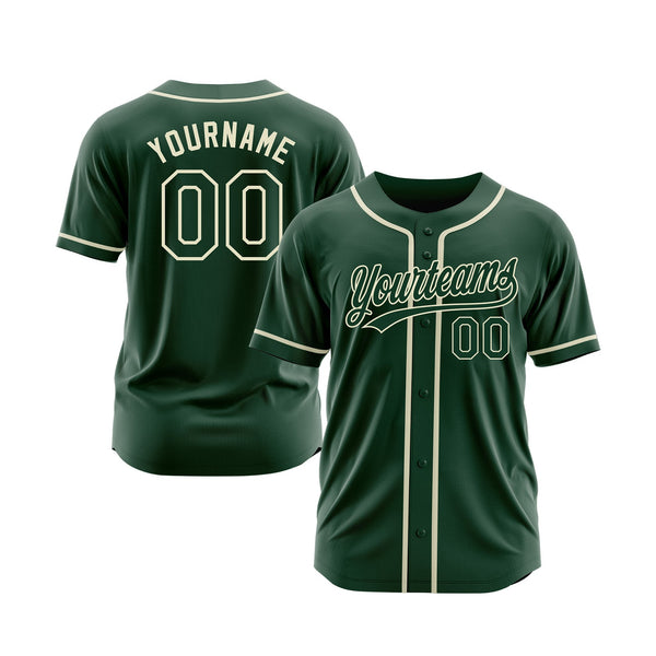 Custom Green Green-Cream Classic Style Authentic Sports Baseball Jersey