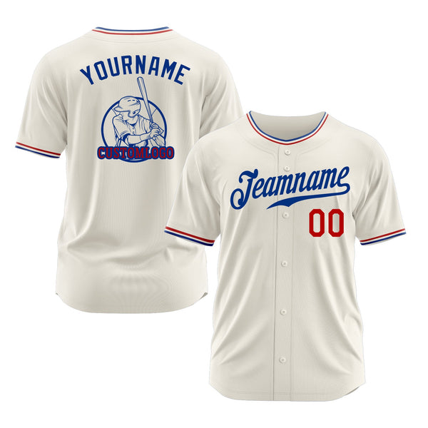 Custom Cream Red-Royal Classic Style Authentic Sports Baseball Jersey