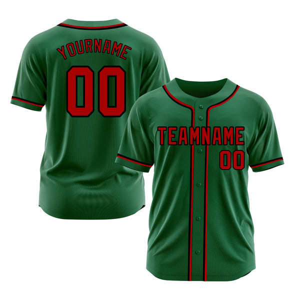 Custom Kelly Green Red-Black Classic Style Authentic Sports Baseball Jersey
