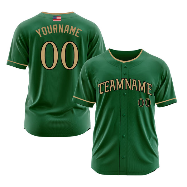 Custom Kelly Green Old Gold-Black American Flag Fashion Classic Style Authentic Sports Baseball Jersey