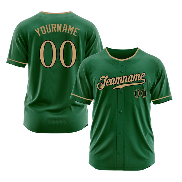 Custom Kelly Green Old Gold-Black Classic Style Authentic Sports Baseball Jersey