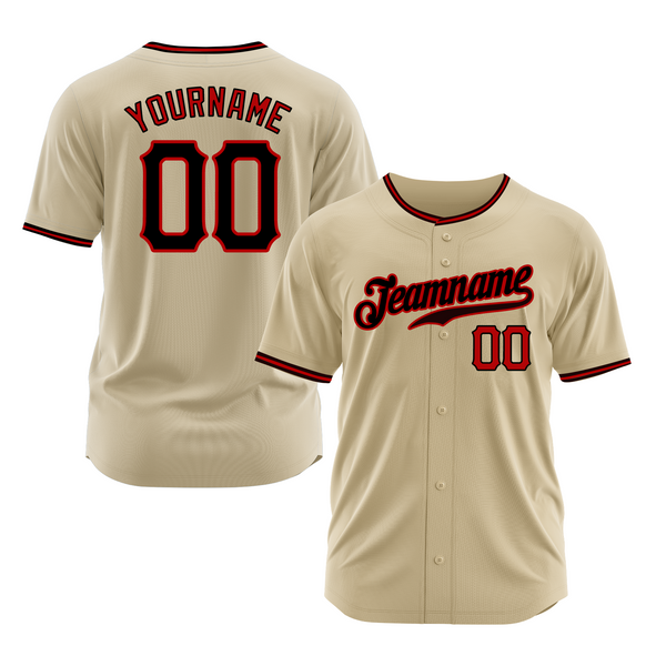 Custom Sand Black-Red Classic Style Authentic Sports Baseball Jersey
