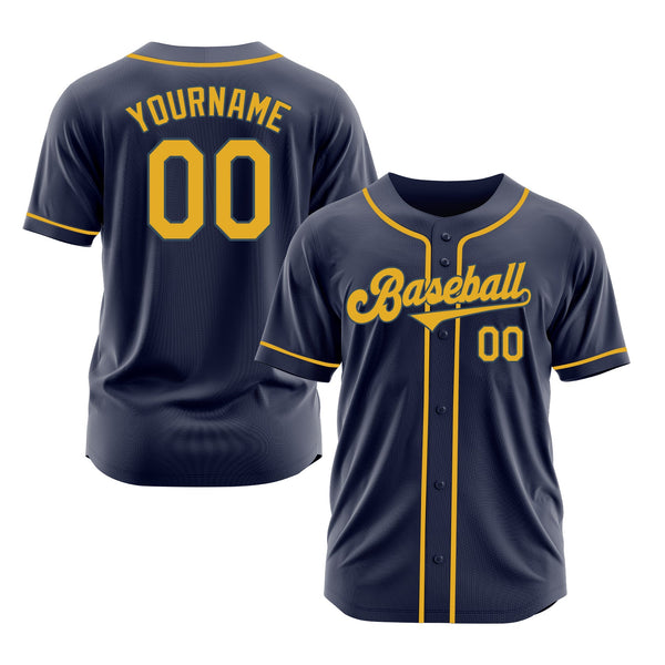 Custom Navy Gold Classic Style Authentic Sports Baseball Jersey