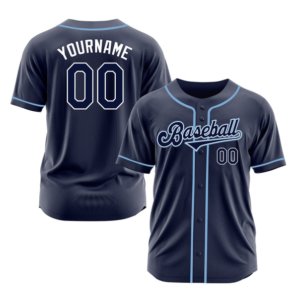 Custom Navy Navy-Powder Blue Classic Style Authentic Sports Baseball Jersey