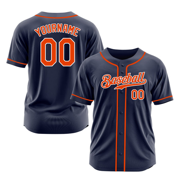 Custom Navy Orange-White Classic Style Authentic Sports Baseball Jersey