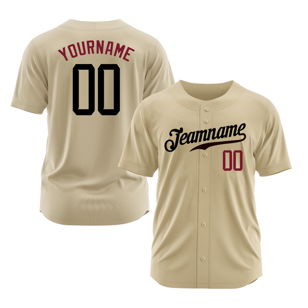 Custom Sand Black-Crimson Classic Style Authentic Sports Baseball Jersey