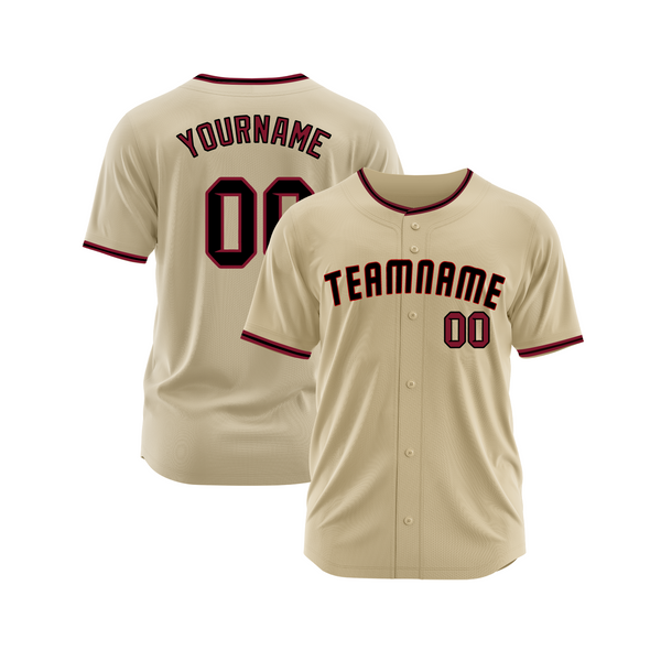Custom Sand Crimson-Black Classic Style Authentic Sports Baseball Jersey