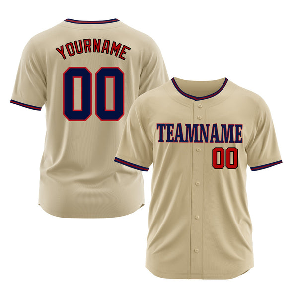 Custom Sand Navy-Red Classic Style Authentic Sports Baseball Jersey