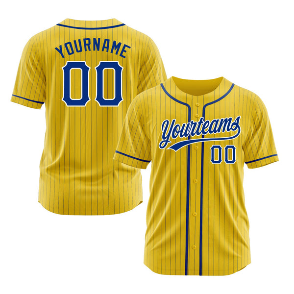 Custom Yellow Royal Pinstripe Royal-White Classic Style Authentic Sports Baseball Jersey