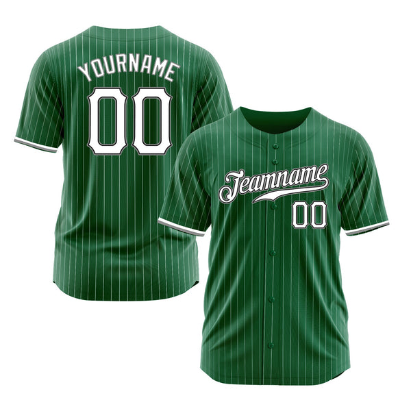 Custom Kelly Green White Pinstripe White-Gray Classic Style Authentic Sports Baseball Jersey