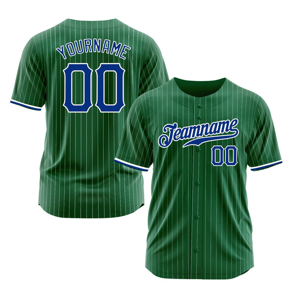 Custom Kelly Green White Pinstripe Royal-White Classic Style Authentic Sports Baseball Jersey